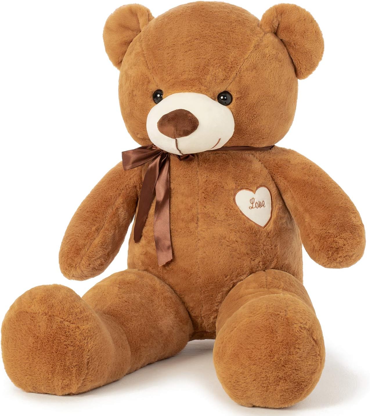 YunNasi Giant Teddy Bear Big Teddy Bear Large Stuffed Animal Toy Plush Teddy Doll With Love Heart and Ribbon (31.5 Inches/80cm, Brown)