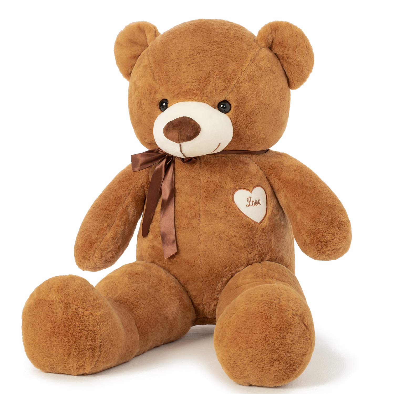 YunNasi Giant Teddy Bear Big Teddy Bear Large Stuffed Animal Toy Plush Teddy Doll With Love Heart and Ribbon (31.5 Inches/80cm, Brown)