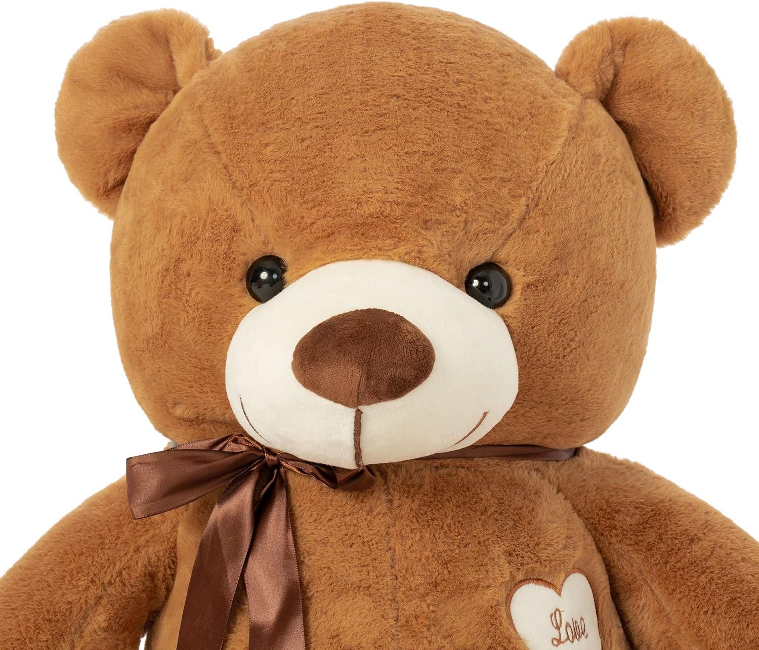 YunNasi Giant Teddy Bear Big Teddy Bear Large Stuffed Animal Toy Plush Teddy Doll With Love Heart and Ribbon (31.5 Inches/80cm, Brown)