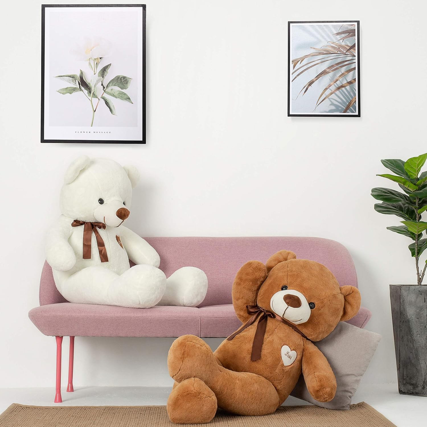 YunNasi Giant Teddy Bear Big Teddy Bear Large Stuffed Animal Toy Plush Teddy Doll With Love Heart and Ribbon (31.5 Inches/80cm, Brown)
